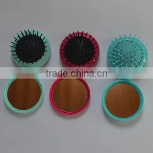 Round Travel Hair Brush With Mirror thumbnail-5
