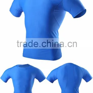 (OEM/ODM Factory)Black Short Sleeve Quick Dry Breathable Compression Wear Men Compression Wear Quick Dry Running Tops for Men thumbnail-3