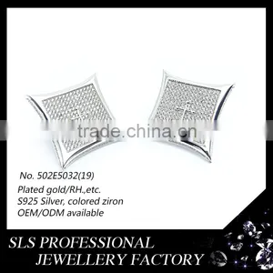 2015 Fashion American 925 Sterling Silver Jewelry Micro Pave cz Cross Inside Stud Earrings thumbnail-2
