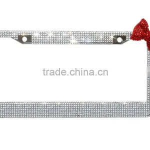 Bling Crystal License Plate Frames Red Bow thumbnail-1