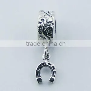 Sterling Silver Charm Bead Ornate Bead Horseshoe Charm thumbnail-1