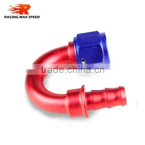 Interchangeable Iso9000 Wholesale Aluminum Oil Cooler Hose Fitting 180 Degree Push On End Blue and Red 10-180-04 thumbnail-3