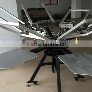Manual Turntable T-shirt Garment Textile Screen Printing With 6 Color 6 Stations With Micro Registration thumbnail-4