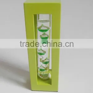 7" Multicolor Galileo Thermomter in Natural Finish Square Wood Stand thumbnail-1