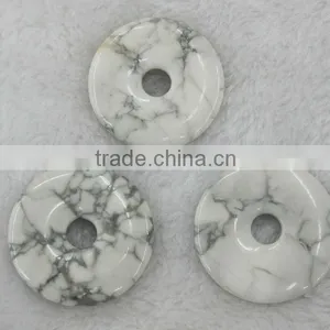 Natural Carved Donut Shape Semi Precious Stone White Turquoise Beads thumbnail-1
