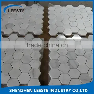 Hexagon Shape no Color Change Polished White Marble Stone thumbnail-2