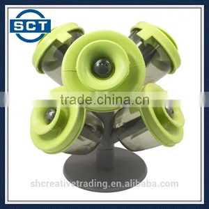 6 Container Pop Up Spice Rack Holder Set Storage Tree Organizer Rubber Lids thumbnail-2
