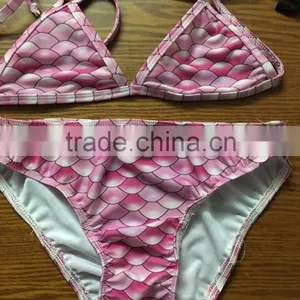 Newest Design Girls Sraps Plus Size Fish Scale Mermaid Bikini Swimwear thumbnail-1