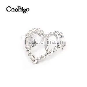 Fashion Jewelry Rhinestone Silver Heart Bowknot Brooch Lady Girls Dresses Hijab Scarf Party Gift Apparel Promotion Accessories thumbnail-2