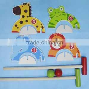 WOODEN TOYS ANIMAL CROQUET SET thumbnail-3