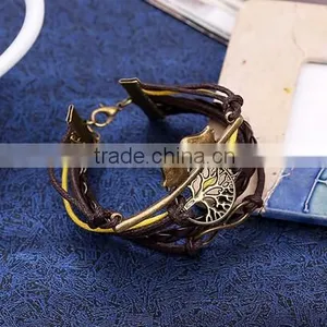 NEW Infinity Peace Bird Wings Friendship Leather Charm Bracelet thumbnail-2