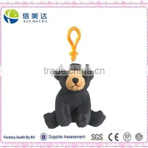 Plush Black Bear Stuffed Animal Backpack Clip Toy Keychain thumbnail-1