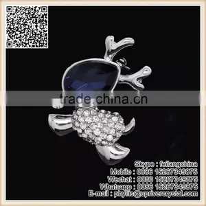 Lovely Royal Blue Crystal Diamond Rhinestone Run Dog Animal Brooch Pin thumbnail-1