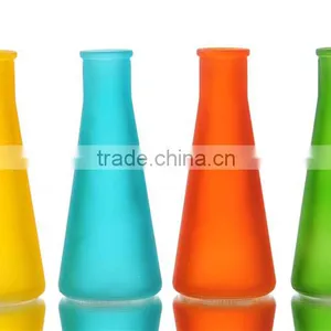 Cone Shape Frosted Colored Glass Vases thumbnail-1