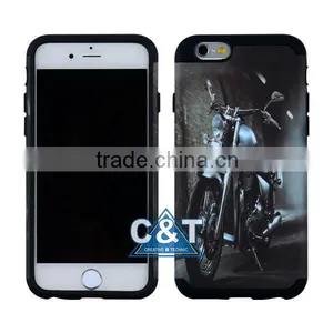 C&T 2in1 Hybrid High Impact Hard Motorcycle Pattern + Black Silicone Case Cover for Apple IPhone 6 thumbnail-2