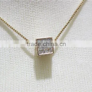 Cheap Corn Chain Necklace Square w/ Clear Diamond Necklace Simple Chain Gold Necklace2016 Fashion Style Wholesale thumbnail-2