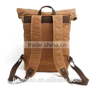 Boshiho Latest Design Genuine Cowhide Leather Backpack Bag Outdoor Backpack Black thumbnail-3