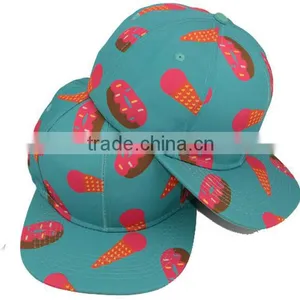 Wholesale Two Tone 100% Acylic Flat Brim Bulk Snapback Caps Floral Printing thumbnail-3
