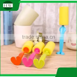 Kitchen Cartoon Person Shape Stand Plastic Sponge Long Handle Tableware Water Cup Bottle Clean Cleaning Brush thumbnail-4