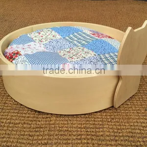 Round Wooden Pet Cat Bed thumbnail-3