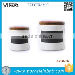 Chalkboard Design Ceramic Candle Canisters With Bamboo Lid thumbnail-1