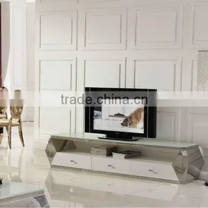 2016 Modren Design E371 Home Furniture Stainless and MDF+tempered Glass Lcd TV Stand thumbnail-1