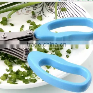 CY145 Multi-functional Stainless Steel Kitchen Knives 5 Layers Scissors Sushi Shredded Scallion Cut Herb Spices Scissors thumbnail-3