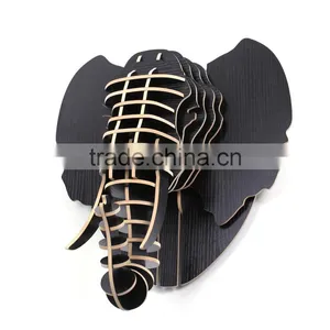 Home Wall Mounted Wooden Elephant Head Decoration thumbnail-2