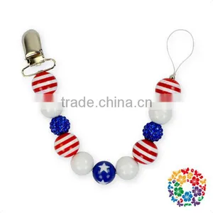 Hot Sale Newborn Toddler Baby Resin Candy Colors Beads Metal Pacifier Clips thumbnail-5