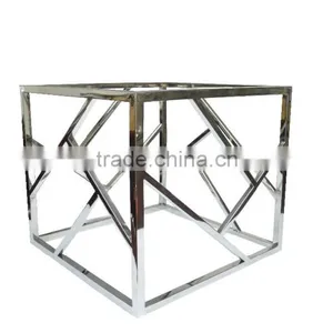 Modern Living Room Rose Gold Stainless Steel Clear Square Glass Coffee Table thumbnail-2