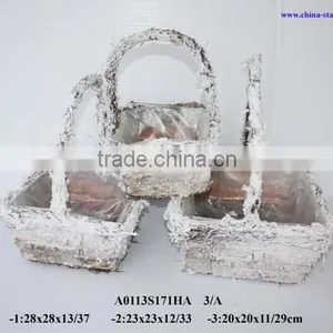 Handmade Birch Basket With Falling Snow thumbnail-1