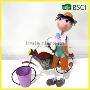 Boy Bicycle Garden Metal Planter thumbnail-1