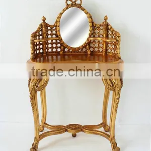 Antique Victorian Gold Color Living Room Mirror Dresser thumbnail-1