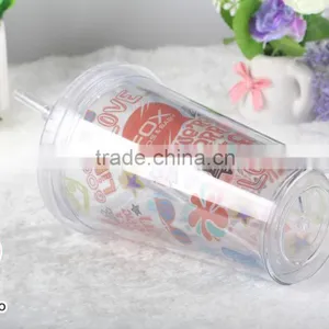 Double Wall 16 oz Plastic Tumbler With Paper Insert for Beverage thumbnail-3