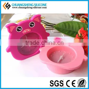 Cute Pig Watch Shape Silicone Table Alarm Clock in the Bedroom for Children thumbnail-6
