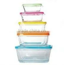 GH061 5pcs Square Glass Bowl Set With Lid thumbnail-1