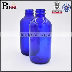 8oz Blue Boston Bottle Frosted Blue Color Boston Round Glass Bottle for Cosmetic Oils thumbnail-2