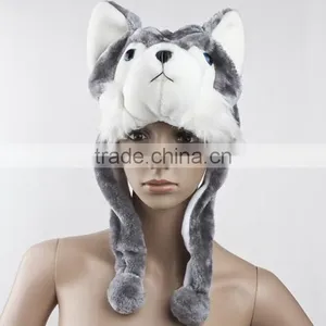 Cartoon Animal Wolf Cute Fluffy Plush Winter Hat Cap thumbnail-1