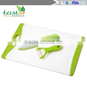 Large Plastic Cutting Board (green) Drop Tank Includes Free Ceramic Peeler and 3 "ceramic Paring Knife thumbnail-5