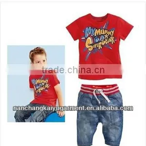 2017 Spring New Boys Fashion Short Sleeve Printing Childrens Boutique Clothing Sets in Nanchang thumbnail-1