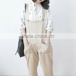 Korean Institute of Wind Wild Loose Tooling Overalls / Retro Art Bib/ Trousers With Braces thumbnail-6