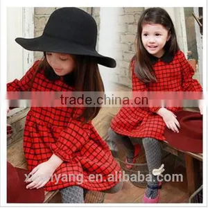High Quality Red Plaid Long Sleeve Designer One Piece Children Princess Dress thumbnail-6