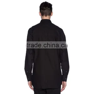 Stylish Regular Fit Long Sleeve Dress Shirt Plain Black Formal Modern Mens Shirts thumbnail-3