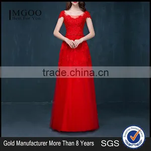 MGOO Cheap Price Wholesale Red Lace Long Prom Dress Ladies Elegant Chiffon Evening Dinner Long Dresses Handmade 2040 thumbnail-1