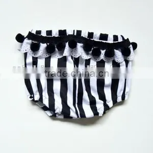 Striped Bloomer With Black Pom Poms for Infant Toddler Little Baby Underwear thumbnail-1