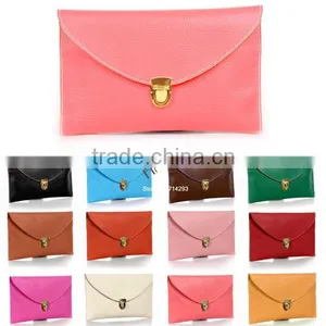 2015 New Fashion Women's Envelope Synthetic Clutch Bag 12 Colors Wholesale Leather Clutch Bag 13255 thumbnail-1