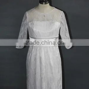 2017 Short Sleeve Sheath/Column New Wedding Dress Lace Appliques thumbnail-4