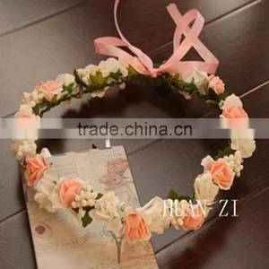Wholesale Decorate Bridal Headpiece Rose Flower Head Wreath thumbnail-4