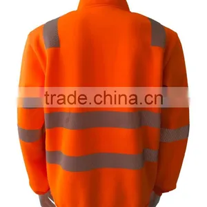 Mens Orange hi Vis Reflective Protective Jacket Warning Fleece Chinese Local Tape Safety Sweatshirt thumbnail-2