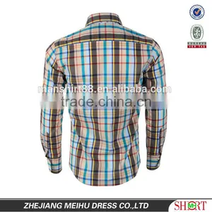 Latest Fashion Men Casual Shirts Plaid Fabric Button up Shirts for Men thumbnail-3